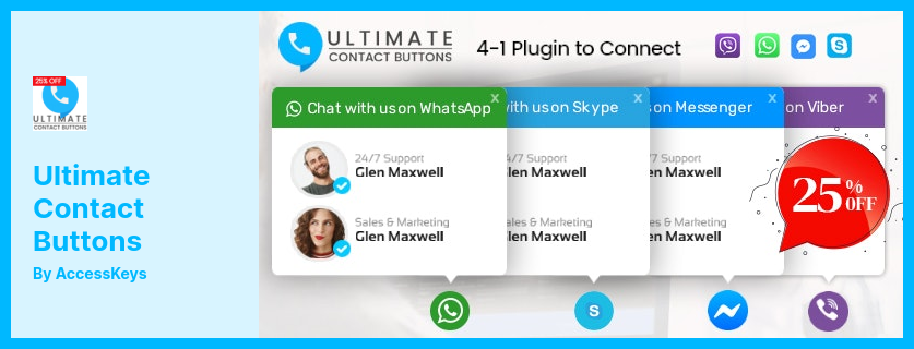 Ultimate Contact Buttons Plugin - WordPress Üzerinden Viber, WhatsApp, Messenger ve Skype'a Bağlanın