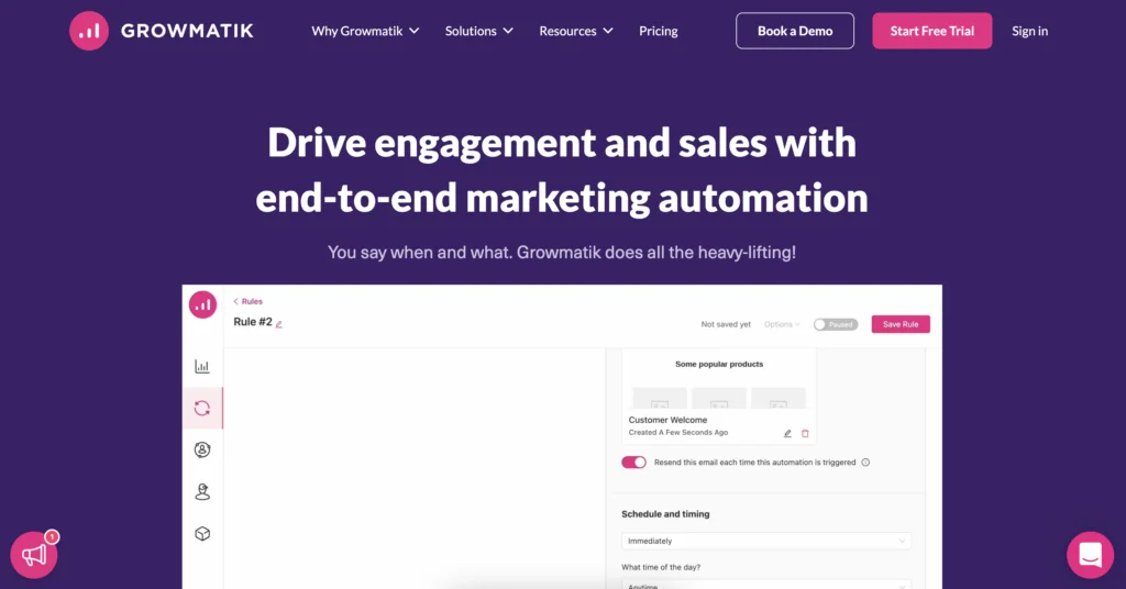 Screenshot der Growmatik-Marketing-Software