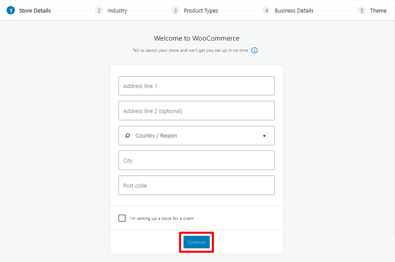 Geben Sie Geschäftsdetails an So erstellen Sie eine E-Commerce-Website mit WooCommerce