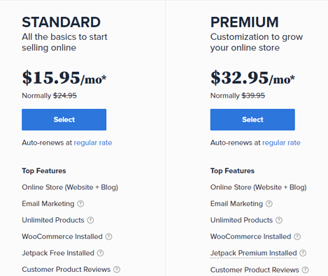 Bluehost WooCommerce-Hosting-Preis