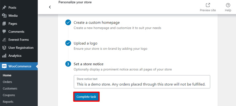 Einrichten eines Store-Hinweises So erstellen Sie eine E-Commerce-Website mit WooCommerce