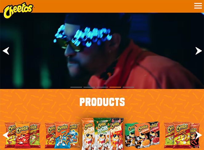 cheetos-mobil uyumlu-web sitesi örneği - SeedProd Cheetos mobile friendly website exmple