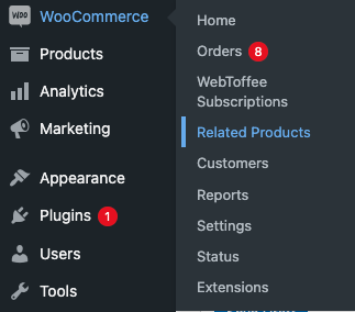 WooCommerce 관련 제품 플러그인의 설정 페이지