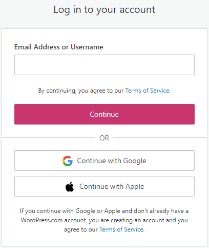 WordPress.com 登錄屏幕