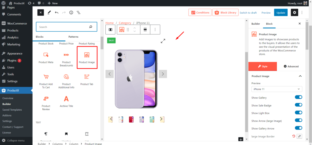 Personalizați blocul de imagini