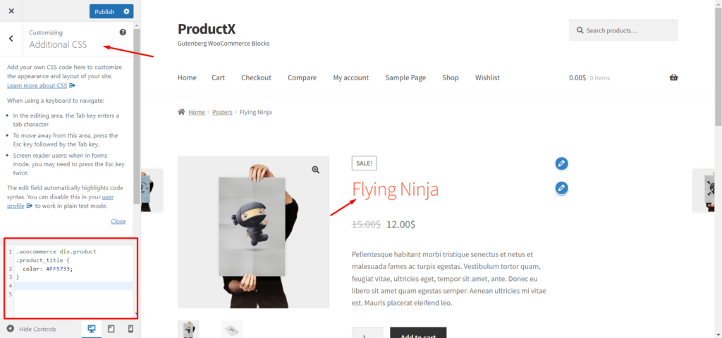 Culoarea titlului produsului