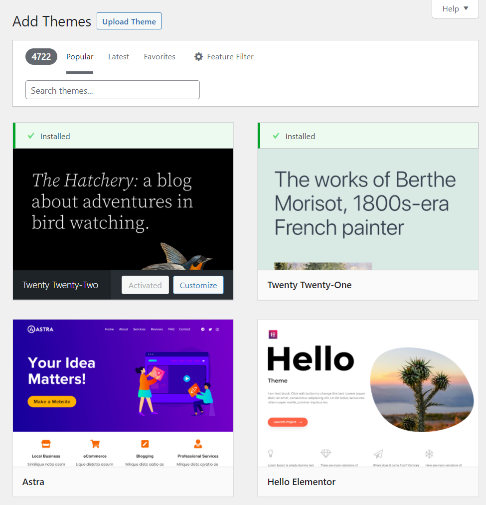 teme din depozitul WordPress