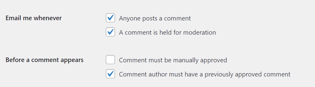 setări de e-mail pentru comentarii