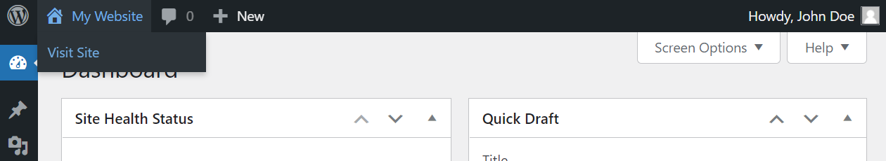 Accesați linkul site-ului în tabloul de bord WordPress