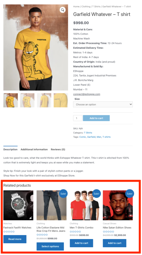 ผลิตภัณฑ์ที่เกี่ยวข้องเริ่มต้นสำหรับ Garfield Anything Tshirt ในร้านสาธิต