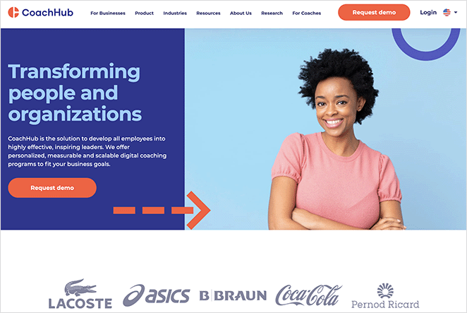 coachhub-startup-landing-page-example - SeedProd CoachHub startup landing page examples