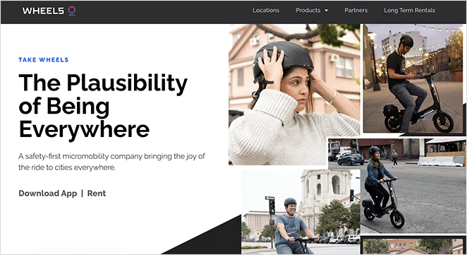 ruedas-startup-landing-page - SeedProd Wheels startup landing page design
