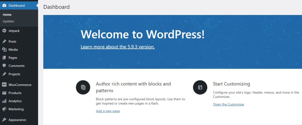 elementi di amministrazione modificano il menu dashboard di wordpress