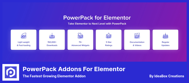 ส่วนเสริม PowerPack สำหรับปลั๊กอิน Elementor - ส่วนเสริม Elementor ที่เติบโตเร็วที่สุด