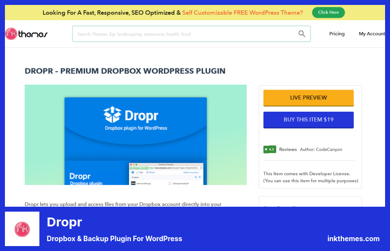 Dropr Plugin - 用于 WordPress 的 Dropbox 和备份插件