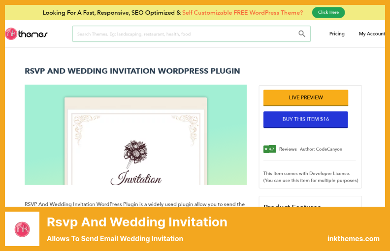 Rsvp y complemento de invitación de boda: permite enviar una invitación de boda por correo electrónico