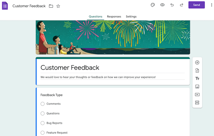 Google Form 고객 피드백 설문조사.