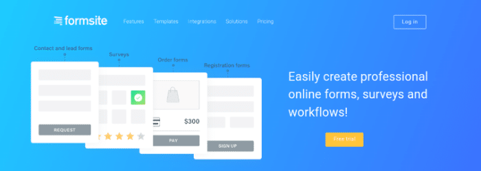 Die Formsite-Website.