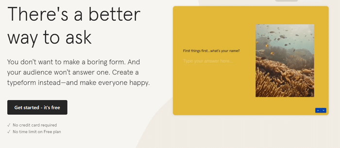 Die Typeform-Website.