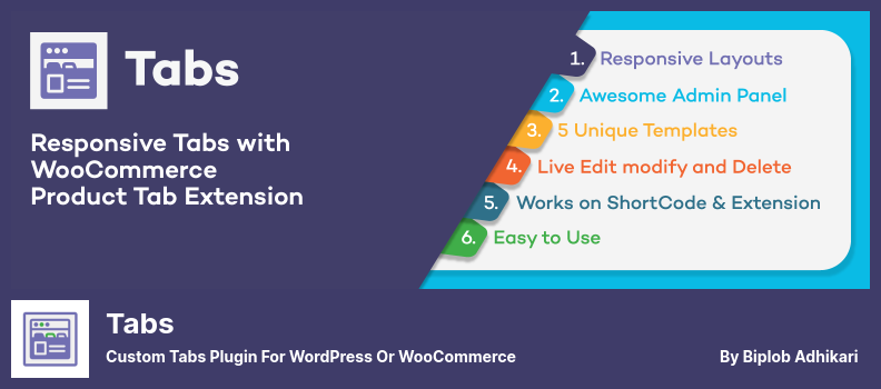 Wtyczka Tabs - Niestandardowa wtyczka kart dla WordPress lub WooCommerce