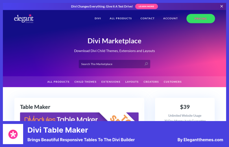 Plugin Divi Table Maker - Porta bellissime tabelle reattive in Divi Builder