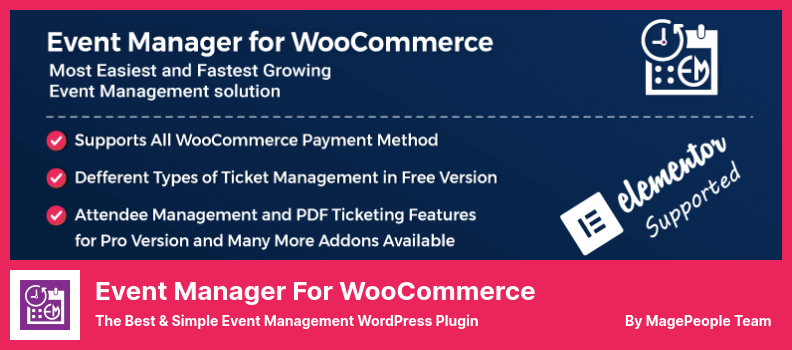 WooCommerce 플러그인용 이벤트 관리자 - 최고의 간단한 이벤트 관리 WordPress 플러그인