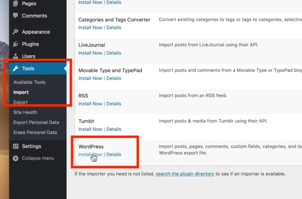 wordpress.com을 wordpress.org 가져오기 도구로 마이그레이션