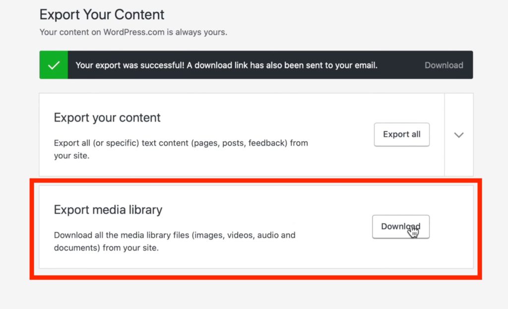 wordpress.com을 wordpress.org로 마이그레이션 미디어 라이브러리 내보내기