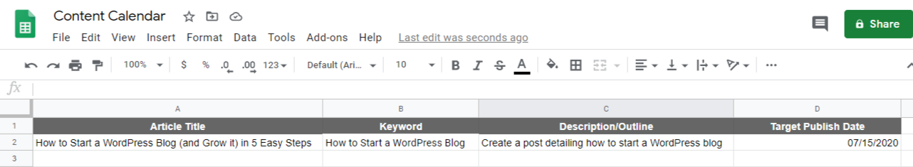 Cómo iniciar un blog de WordPress con un calendario de contenido (para escribir publicaciones de blog inteligentes)