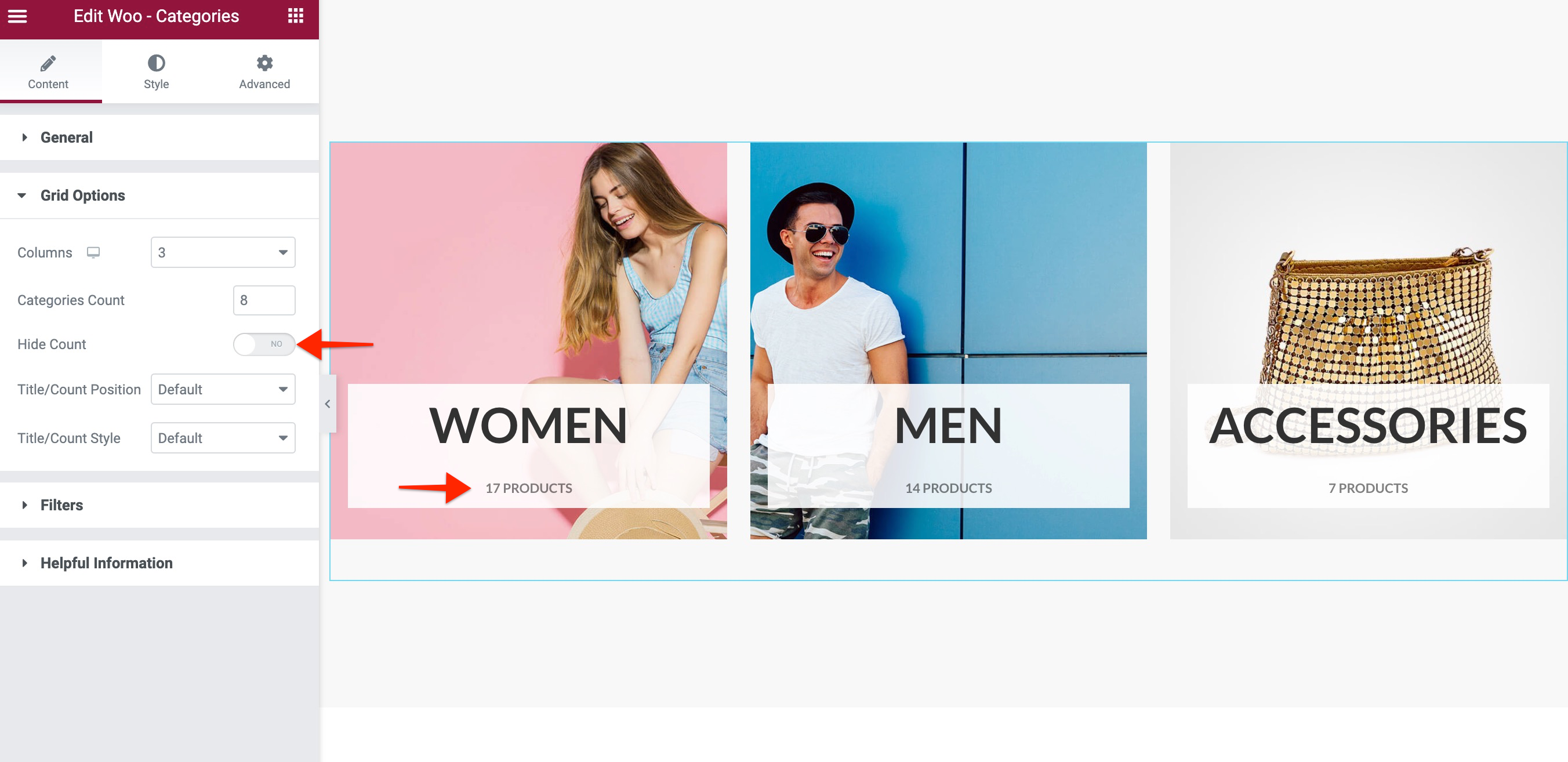 Numărul de afișare a widget-ului UAE Woo Categories