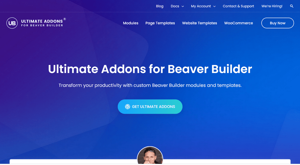 Beaver Builder ana sayfası için Ultimate Eklentiler