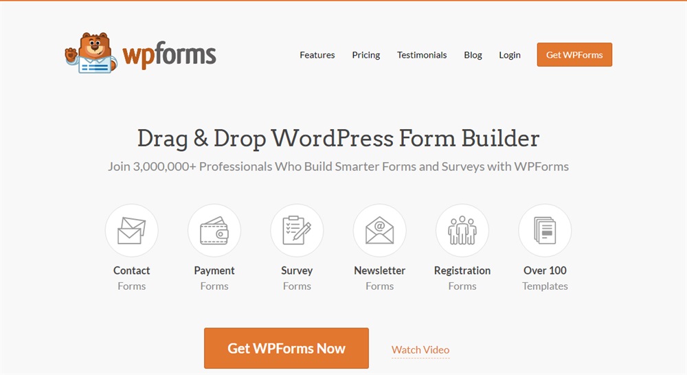 الصفحة الرئيسية لـ WPForms