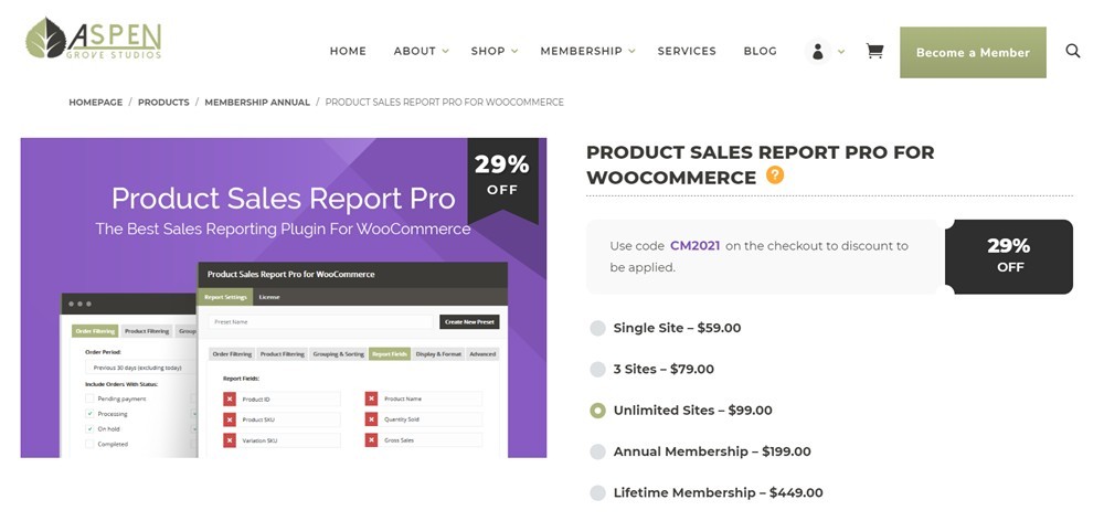 laporan penjualan produk untuk ekstensi woocommerce