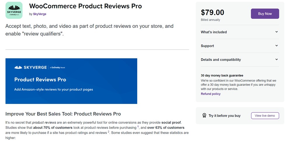 ส่วนขยายรีวิวผลิตภัณฑ์ woocommerce pro