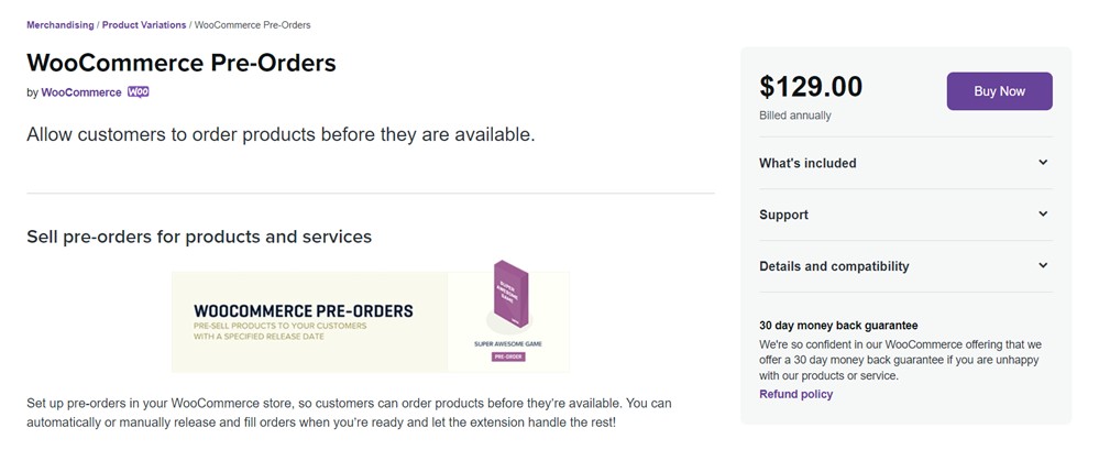 Woocommerce расширение предзаказов