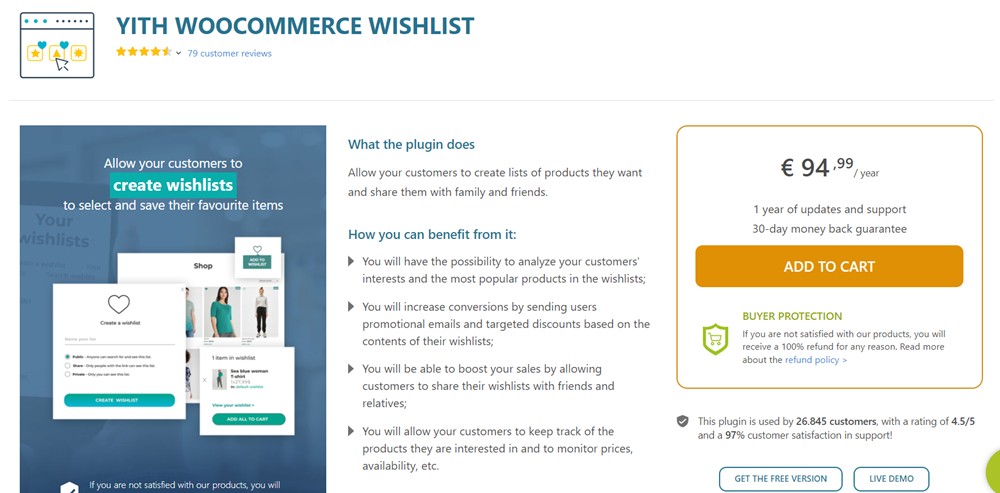 yith woocommerce المكون الإضافي لقائمة الرغبات