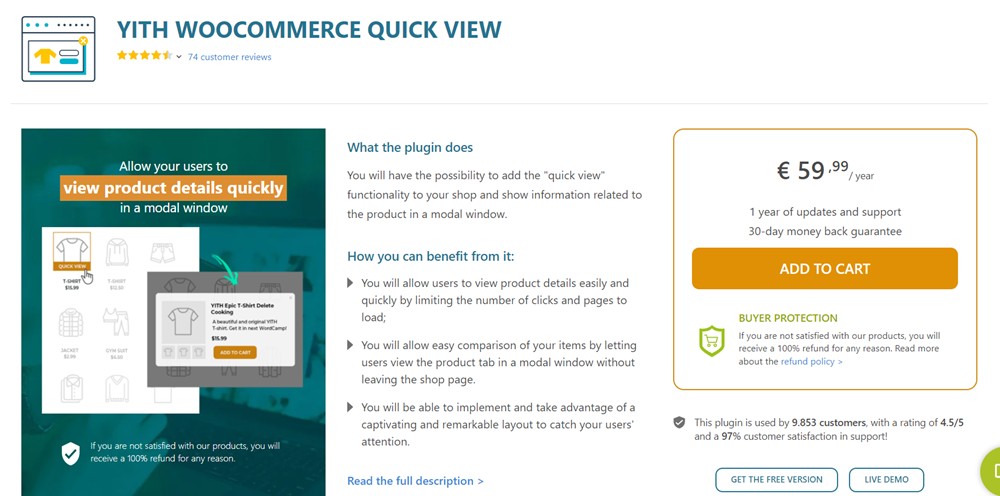 Pluginul YITH WooCommerce Quick View