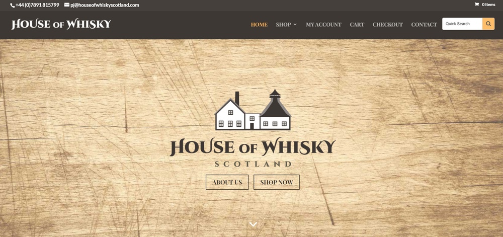 Exemplo de loja WooCommerce House of Whiskey
