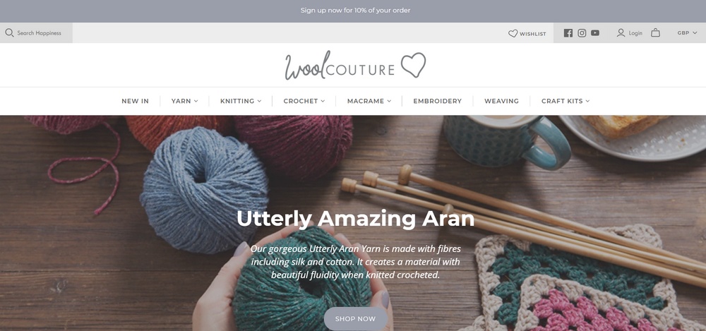 Beispiel einer Wool Couture-Website