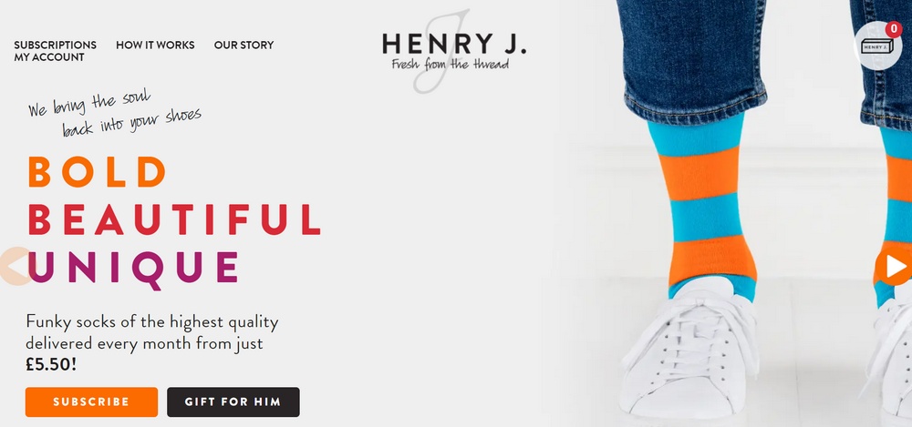 Пример веб-сайта Henry J Socks