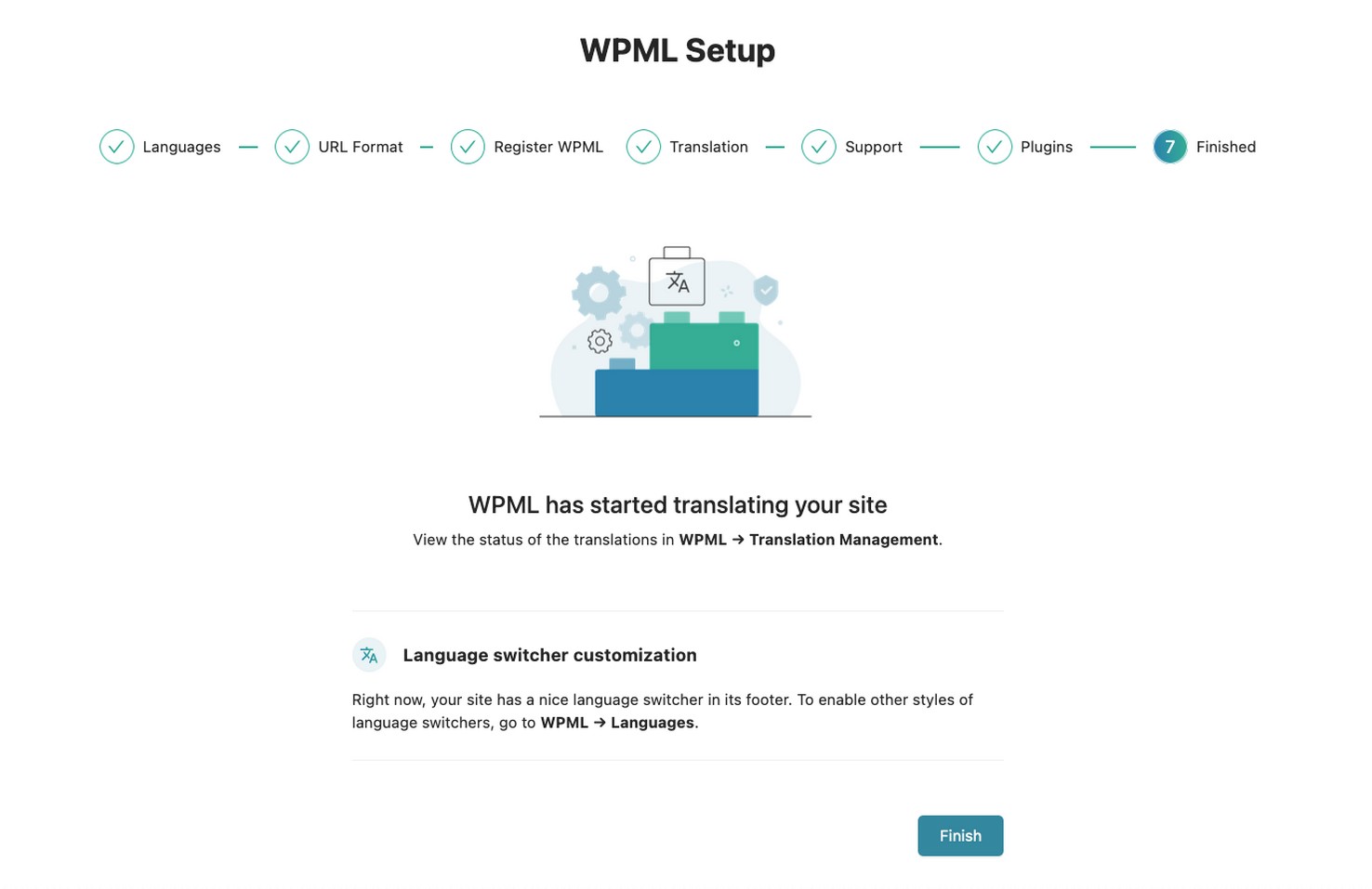 Завершение настройки WPML