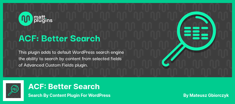 ACF:更好的搜索插件 - 按 WordPress 的内容插件搜索