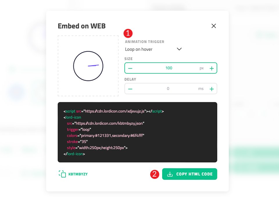 Einstellungen des Lordicon Divi Code-Moduls