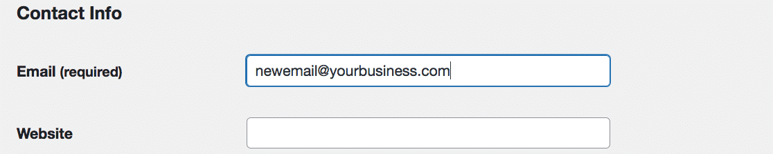 Perbarui alamat email pengguna