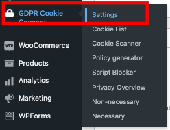 GDPRCookieの同意>設定