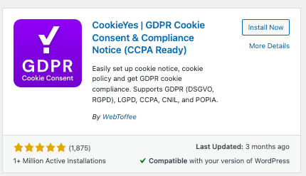 Cookieはい| WordPressプラグインディレクトリのGDPRCookie同意プラグイン
