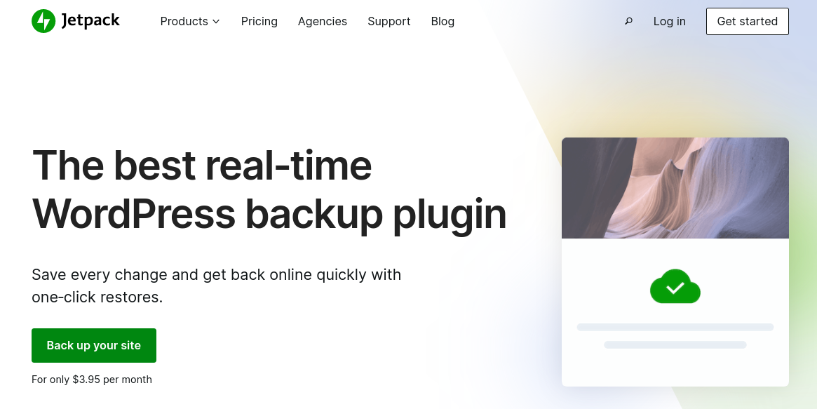 Домашняя страница Jetpack Backup