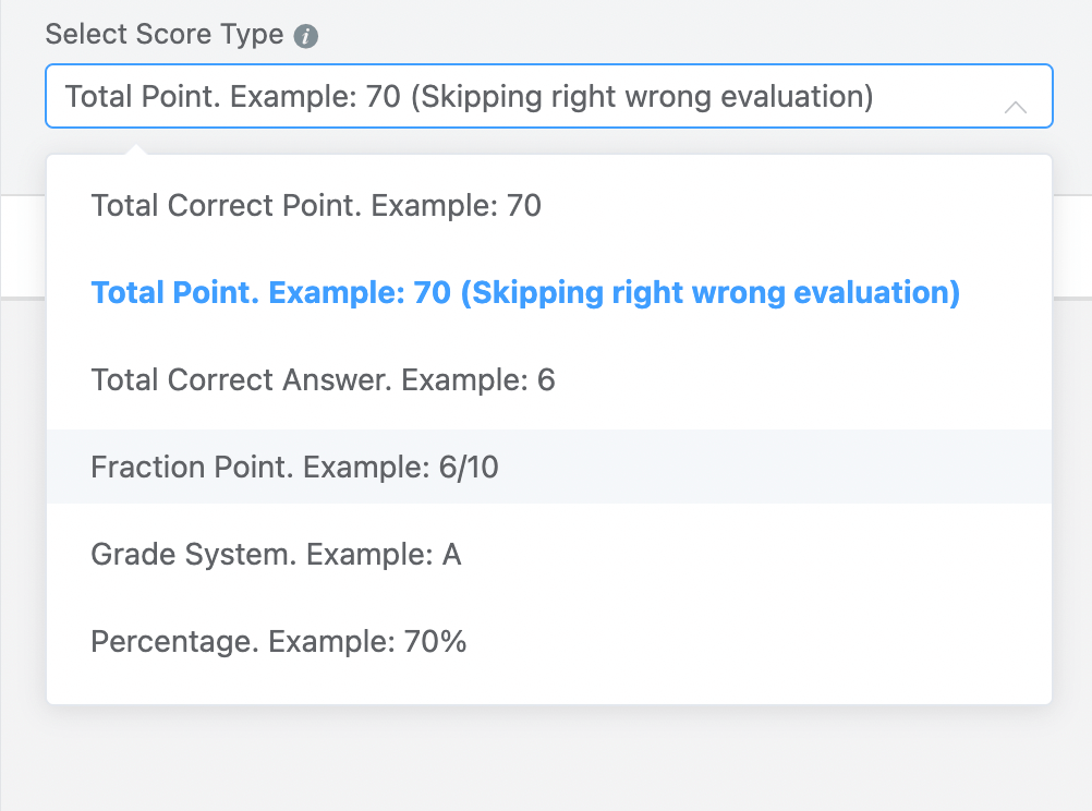 Punteggio avanzato nel modulo Fluent Forms Quiz