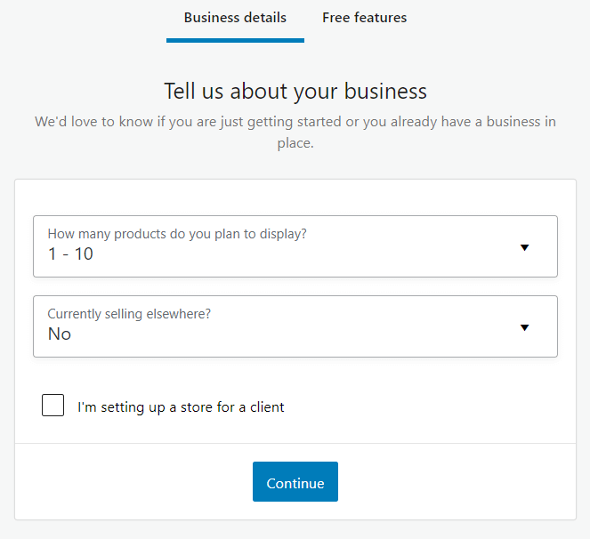 O formulário Fale-nos sobre o seu negócio no WooCommerce