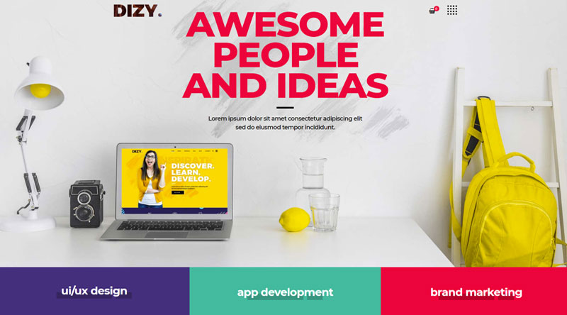 10 최고의 밝은 노란색 WordPress 테마 11 Dizy WordPress Theme